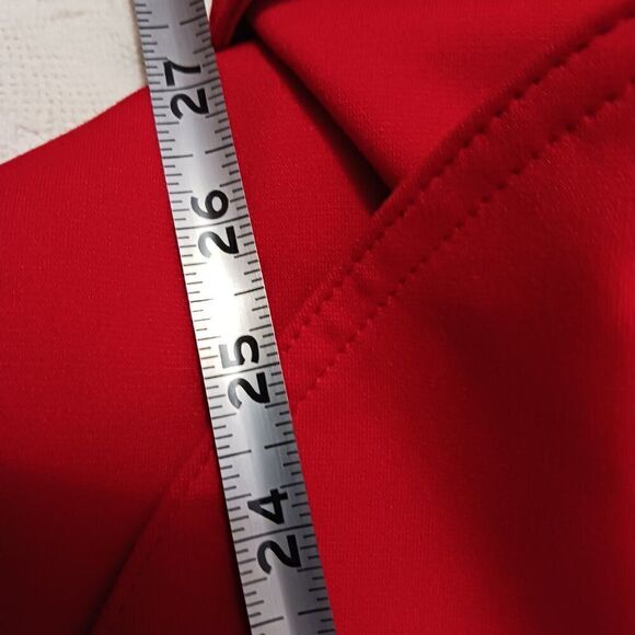 Calvin Klein Ruffle Suit Cardigan Women's size 14 Petite Bright Red Color - Picture 10 of 11